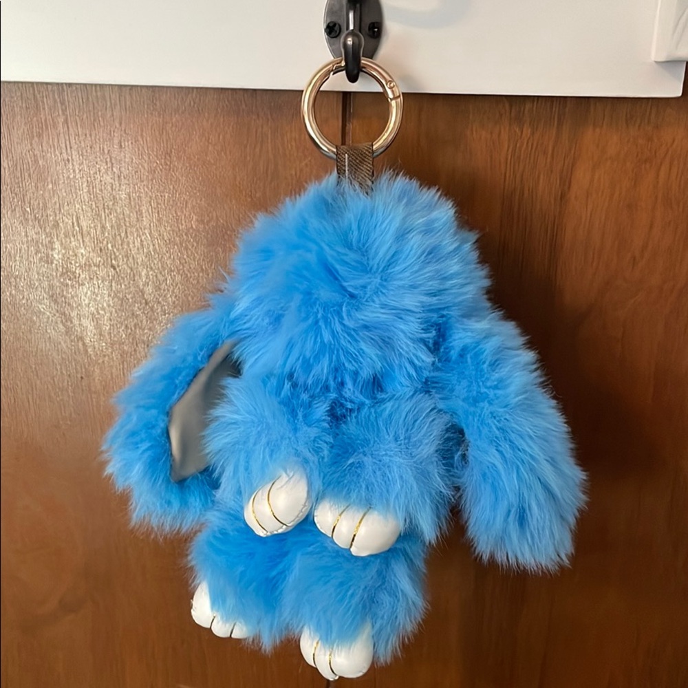 Sky Blue Fluffy Bunny Keychain